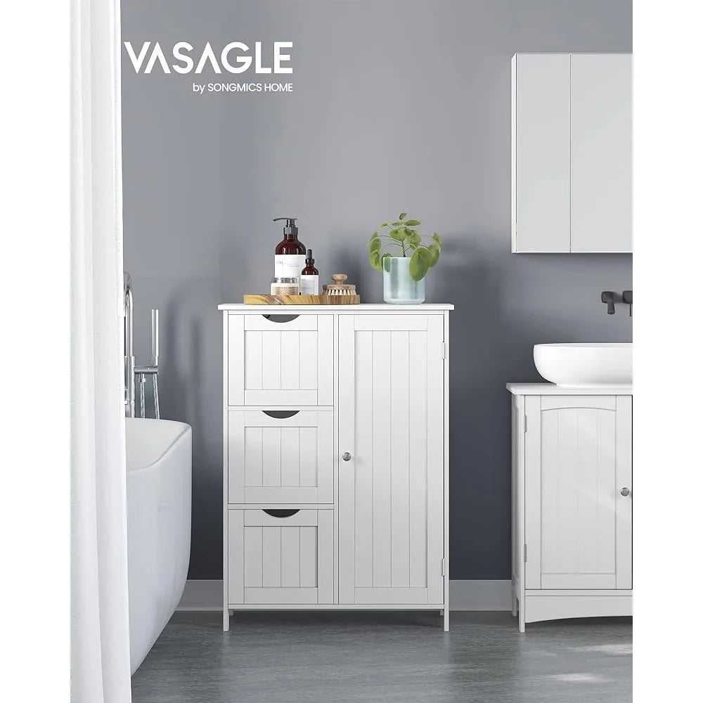 Bathroom Floor Cabinet w/3 Adjustable Drawers