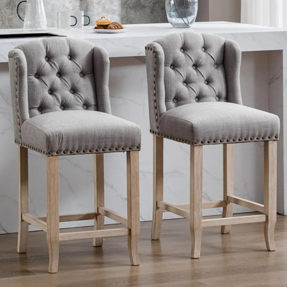 26" Tufted Upholstered Counter Height Bar Stool