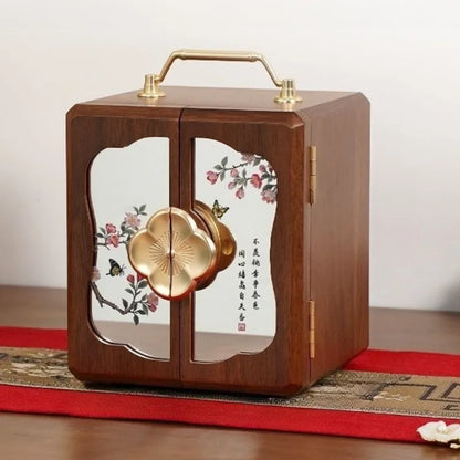 World Menagerie Black Walnut Jewelry Box with Lock - 5-Layer Wooden Organizer with Mirror - Black Walnut, jewelry box with mirror front view
