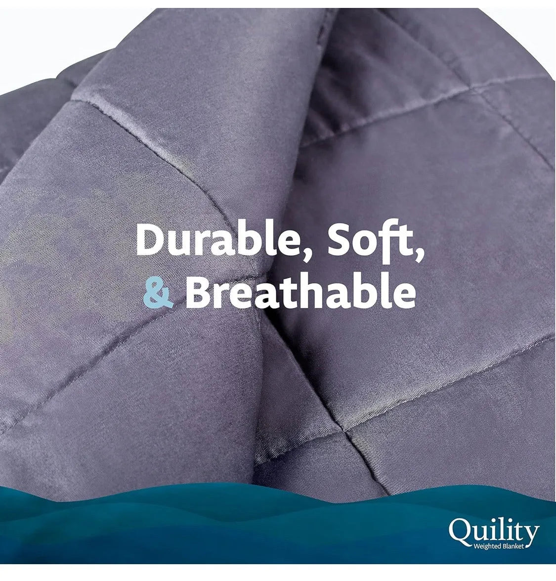 Quility 20 lb Queen Weighted Blanket, 60x80 Breathable Cotton Glass Bead Blanket for Adults, close-up of breathable cotton fabric and fine glass bead filling