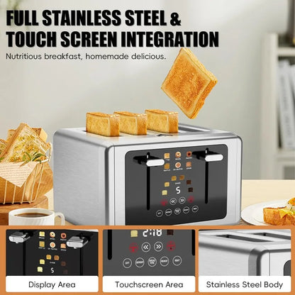 Versatile Stainless Steel 4-Slice Toaster  w/Touchscreen Control Panel