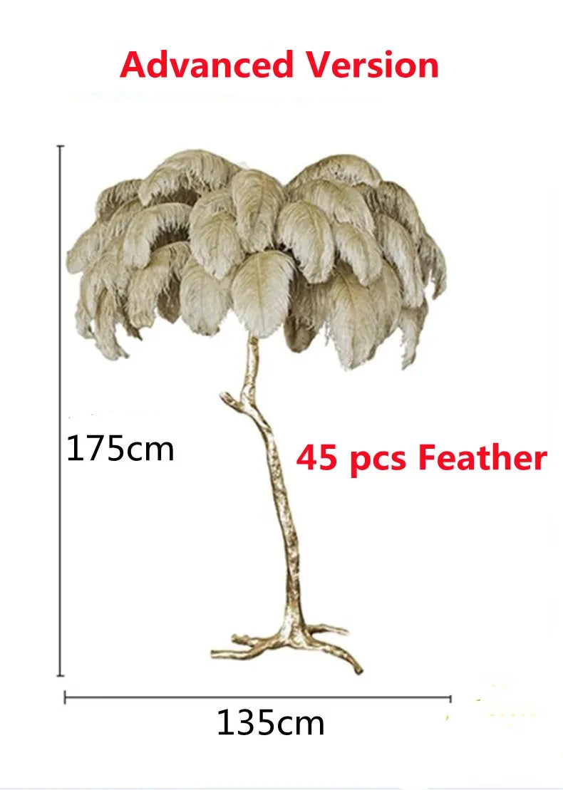Modern Nordic Ostrich Feather Luxury Floor/Table LED Lamp 