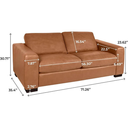 Modern Genuine Leather Mini Loveseat Sofa