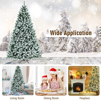 The Pre-lit 8FT Snow Flocked Hinged Christmas Tree