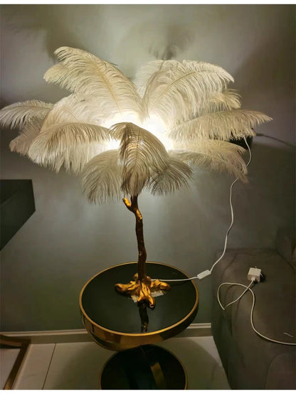 Modern Nordic Ostrich Feather Luxury Floor/Table LED Lamp 