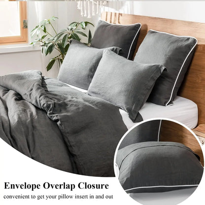 Unique Washed Linen Euro Pillow Sham-Set of 2