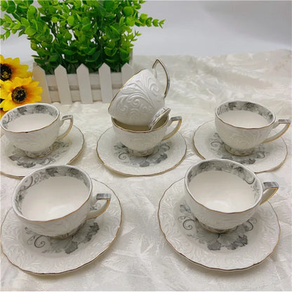 Exquisite Afternoon Tea Coffee Cup & Saucer Sets w/Gold Trim