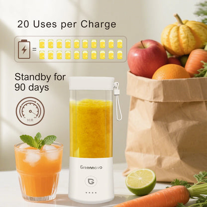 GREENNOVO Portable Blender 500ML - USB Rechargeable Personal Juicer Cup featuring six stainless steel blades