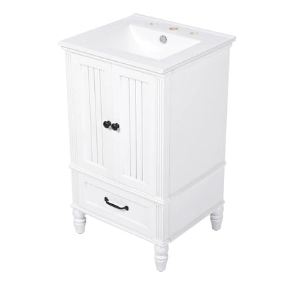 Modern & Independent 20" White Bathroom Vanity w/Semilune Ceramic Sink