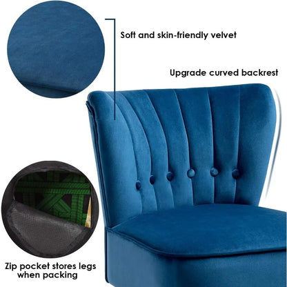 Ergonomic Retro Velvet Blue Leisure Chair
