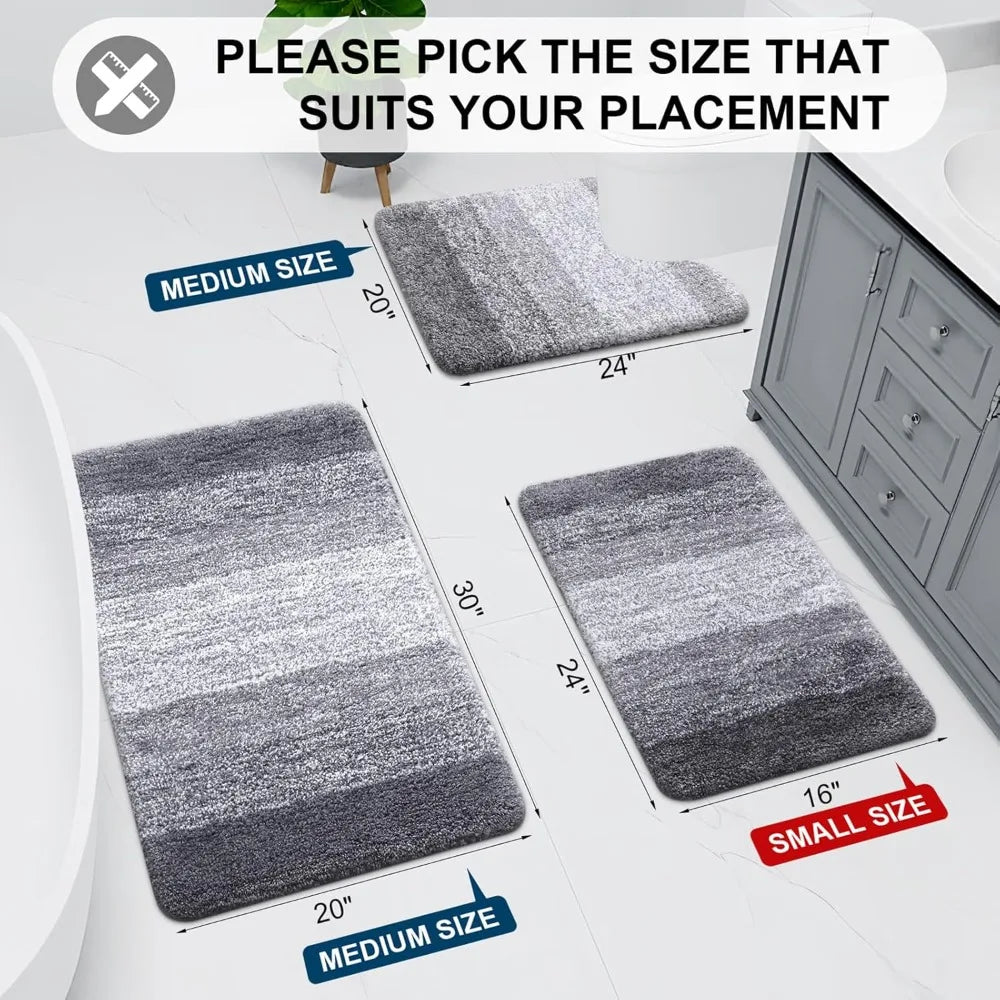 Extra Soft & Absorbent Bathroom Rugs~ 3 Piece Set