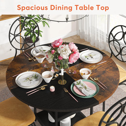 47" Round Solid Wood Dining Table for 4