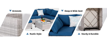 7-Piece Rattan Wicker Sectional Sofa Set