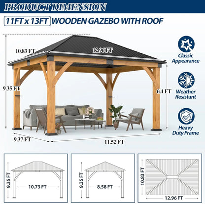 10 x 10 Gray Outdoor Wood Post Gazebo