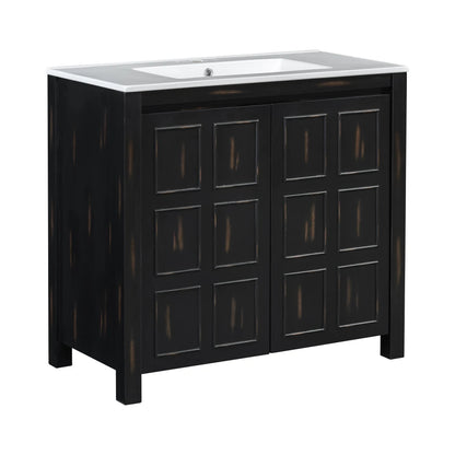Classic Retro 72" Double Bathroom Vanity w/Double Ceramic Sinks