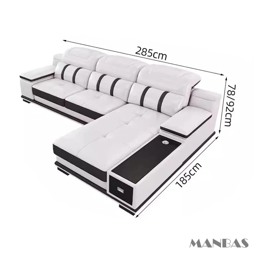 Modern Italian Genuine Leather Living Room Sofa Set
