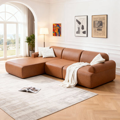 Close-up of the L-Shaped Modular Sofa memory foam cushions, highlighting the plush feel and deep seating for ultimate relaxation.