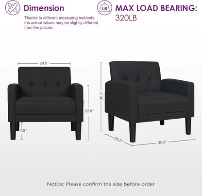 2-Piece Tufted Black Accent Chairs