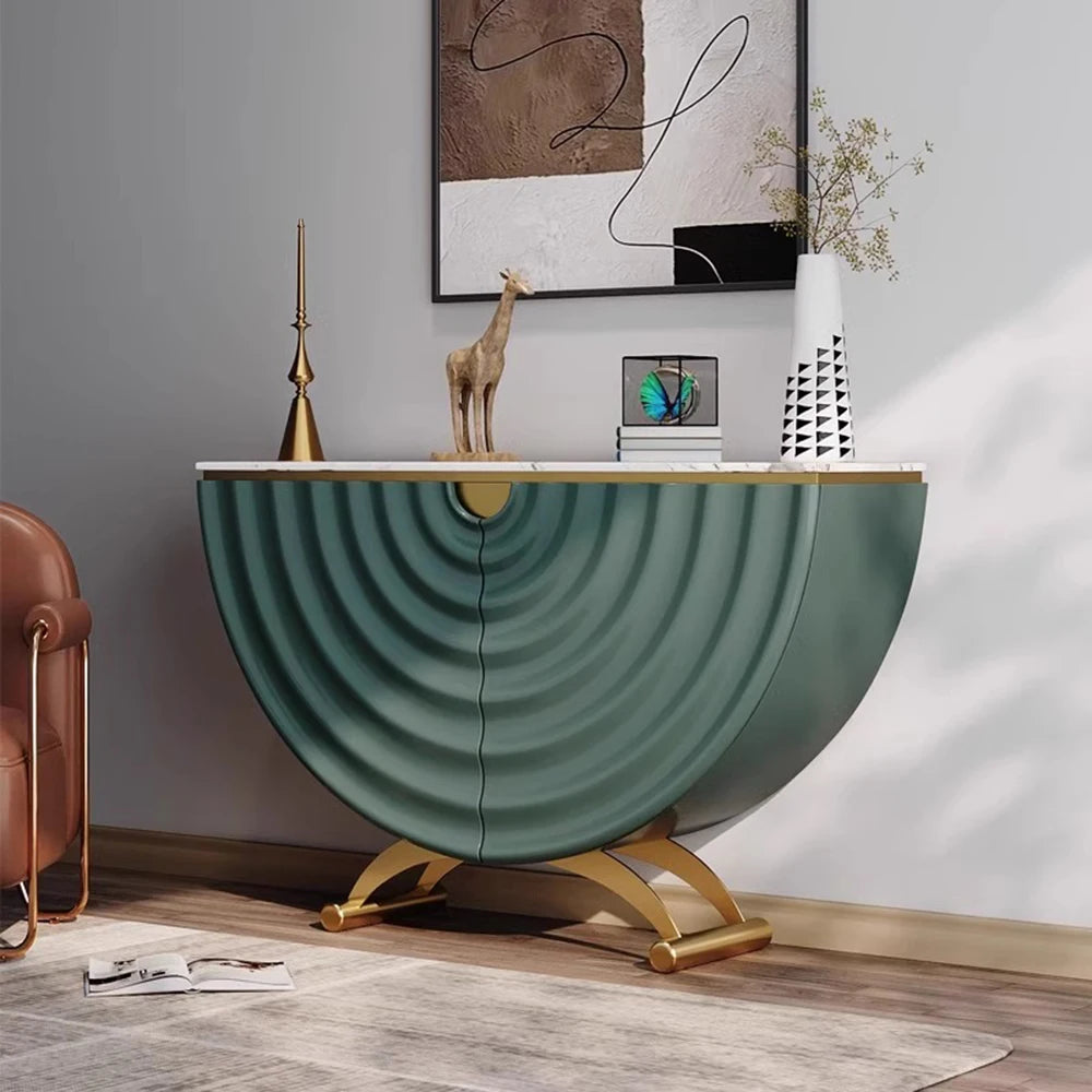 Modern, Luxurious & Stylish Semi-Circular Entrance Table w/Faux Marble Top