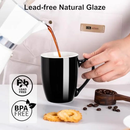 Large Ceramic Black Coffee Mugs(Set of 2)