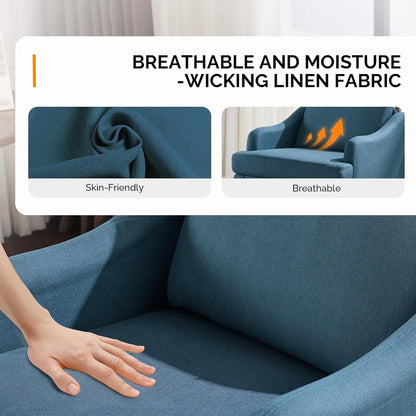 Versatile & Cozy Blue Linen Accent Chair ~ Set of 2