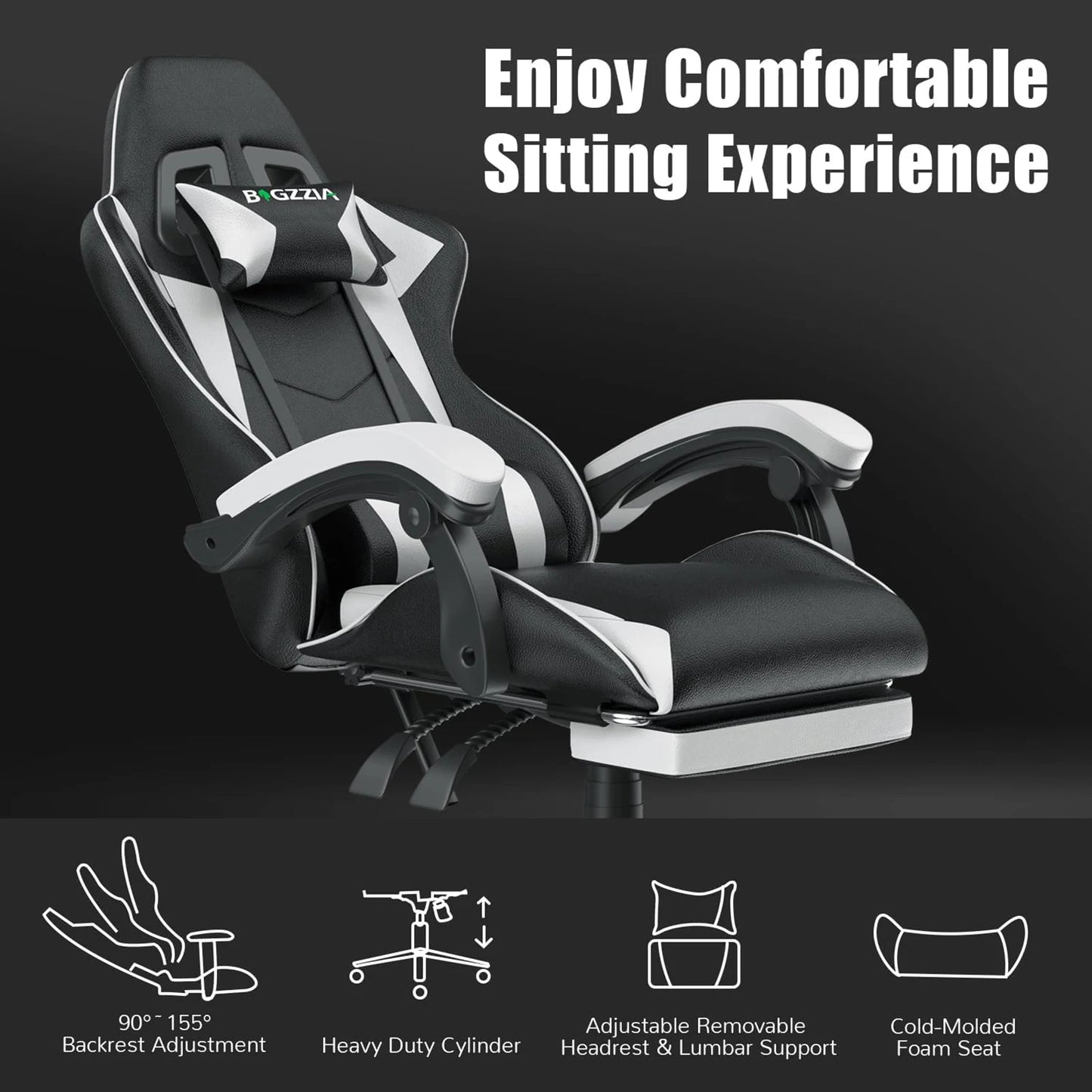 Ergonomic Design Tall Gaming Chair w/Footrest