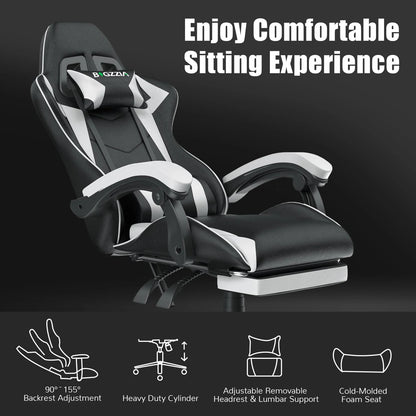 Ergonomic Design Tall Gaming Chair w/Footrest