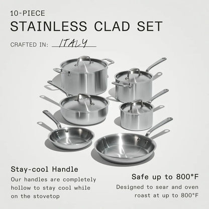 5-Ply Superior Quality Stainless Clad Cookware  Set