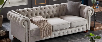 Classic & Luxurious 3-Seater Chesterfield Sofa w/Nailhead Trim