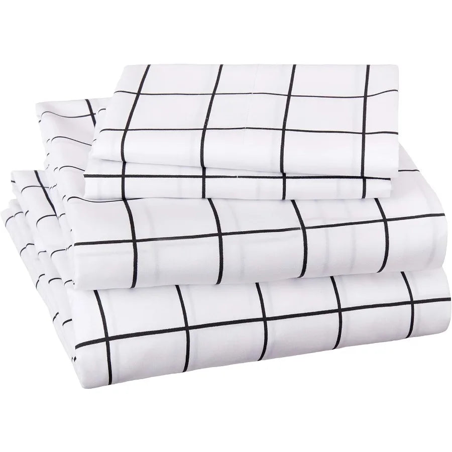 Soft 100% Cotton/Microfiber 4-Piece Bed Sheet Set 