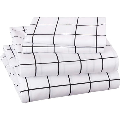 Soft 100% Cotton/Microfiber 4-Piece Bed Sheet Set 