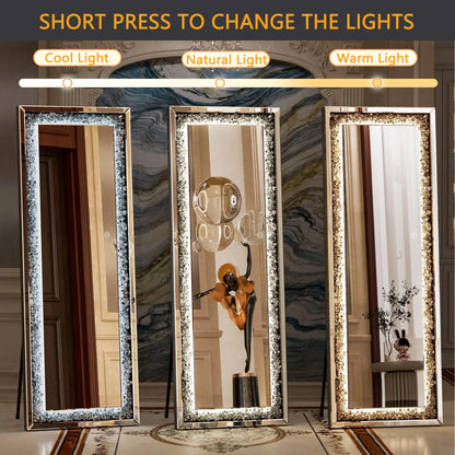 Elegant & Modern 63" Tall Full Length Frameless Diamond Mirror