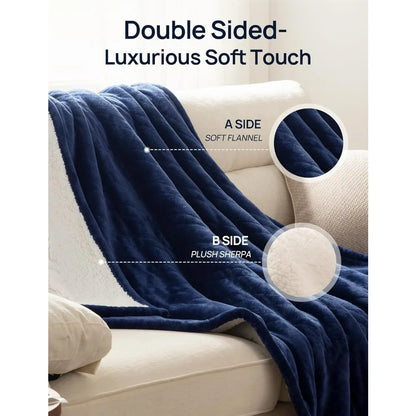 Comfortable Cozy Flannel Sherpa Electric Blanket on a bed, showcasing its elegant Brown color.