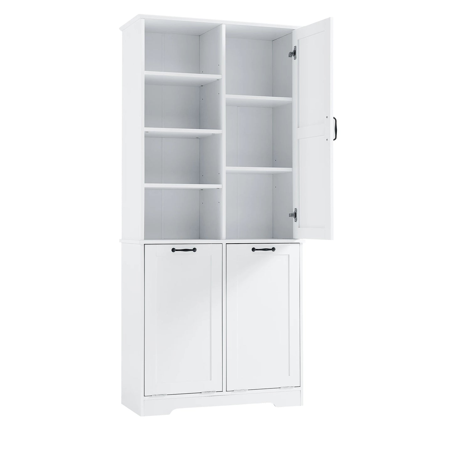 Contemporary 68" Freestanding White Open Hamper Cabinet