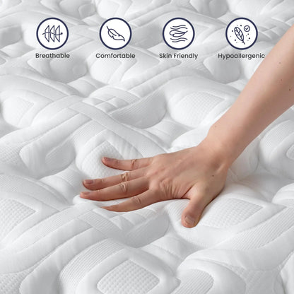BedStory 14-Inch Luxury Hybrid Mattress featuring gel-infused foam and pocket coils, the best hybrid mattress for cooling nights.