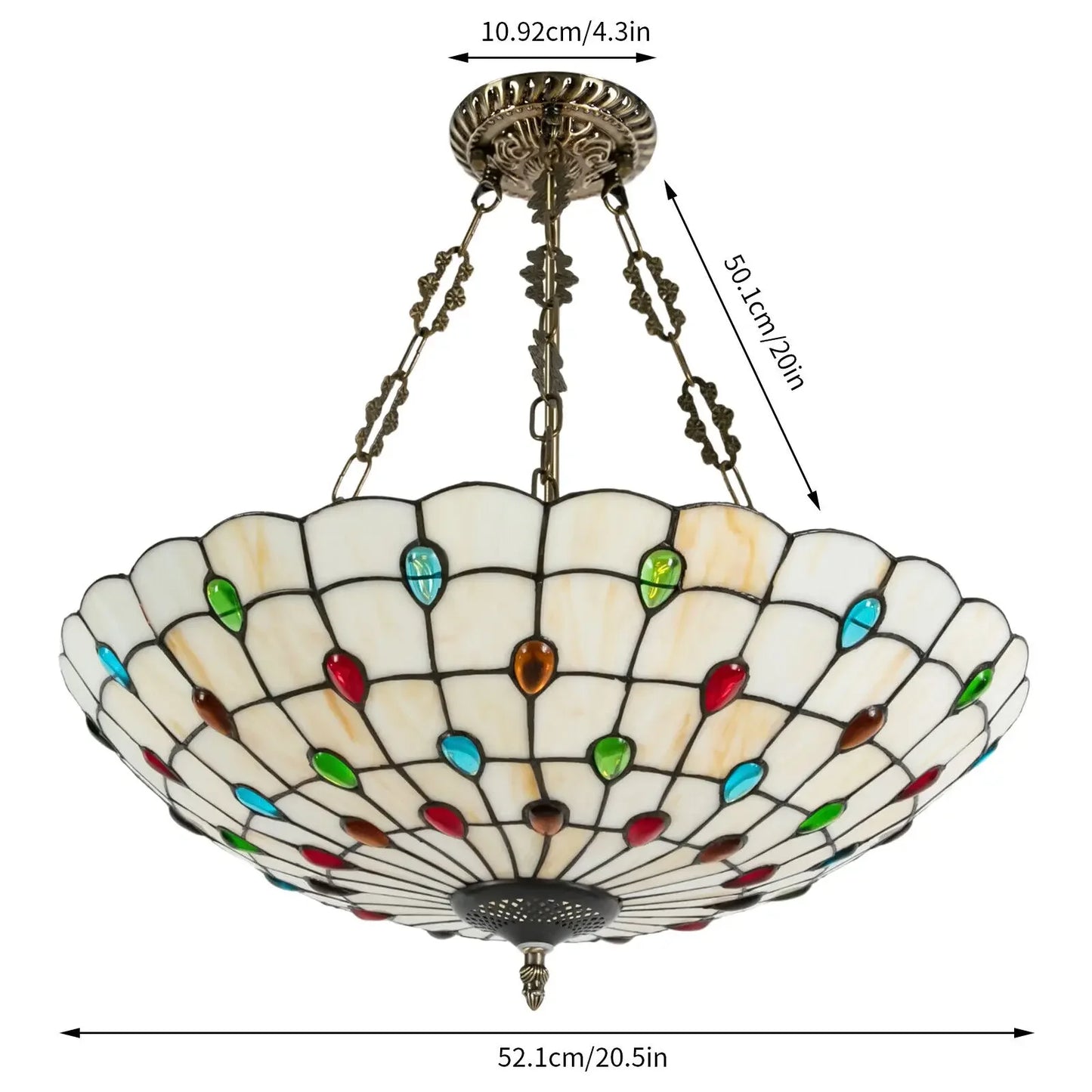 Classic Tiffany-Style Stained Glass Pendant Light