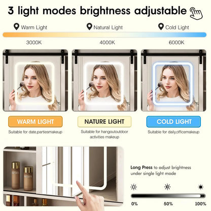 Farmhouse Vanity Makeup Desk w/Stool & Charging Station