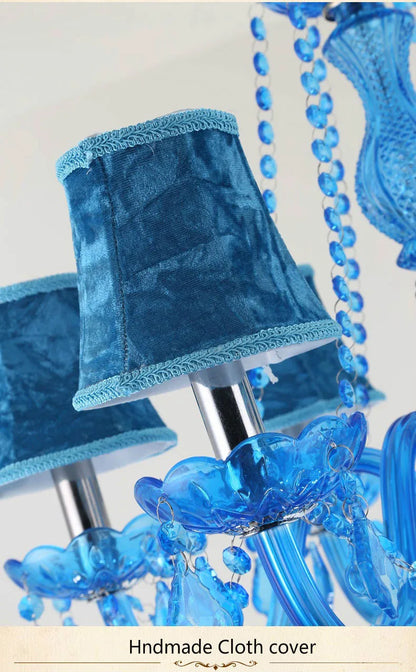 European Mediterranean Blue Crystal Chandelier