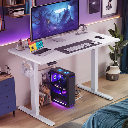 Electric Standing Desk with Memory Presets demonstrating wide range of height adjustments for user comfort.