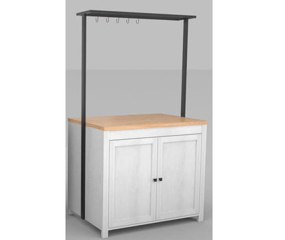 Solid wood construction of the Heavy-Duty Kitchen Island with Storage, showcasing its durability for a heavy-duty kitchen cart.