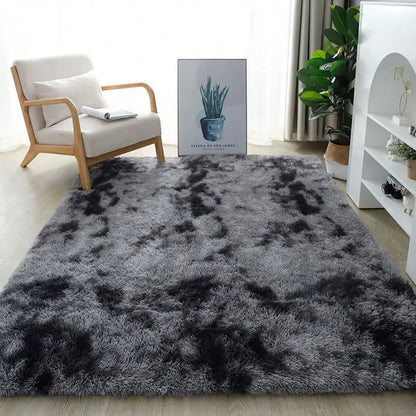 Fluffy Shag Area Rug showcased against a light grey floor, providing a cozy layer.