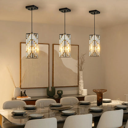 Modern Black Finish Crystal Pendant Light- Pack of 3