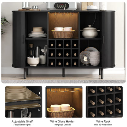 Spacious Wine Bar Cabinet/Coffee Bar Cabinet w/RGB Lights
