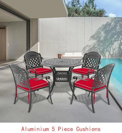   3 or 5-Piece All-Weather Black Cast Aluminum Patio Set w/Swivel Chairs & Cushions