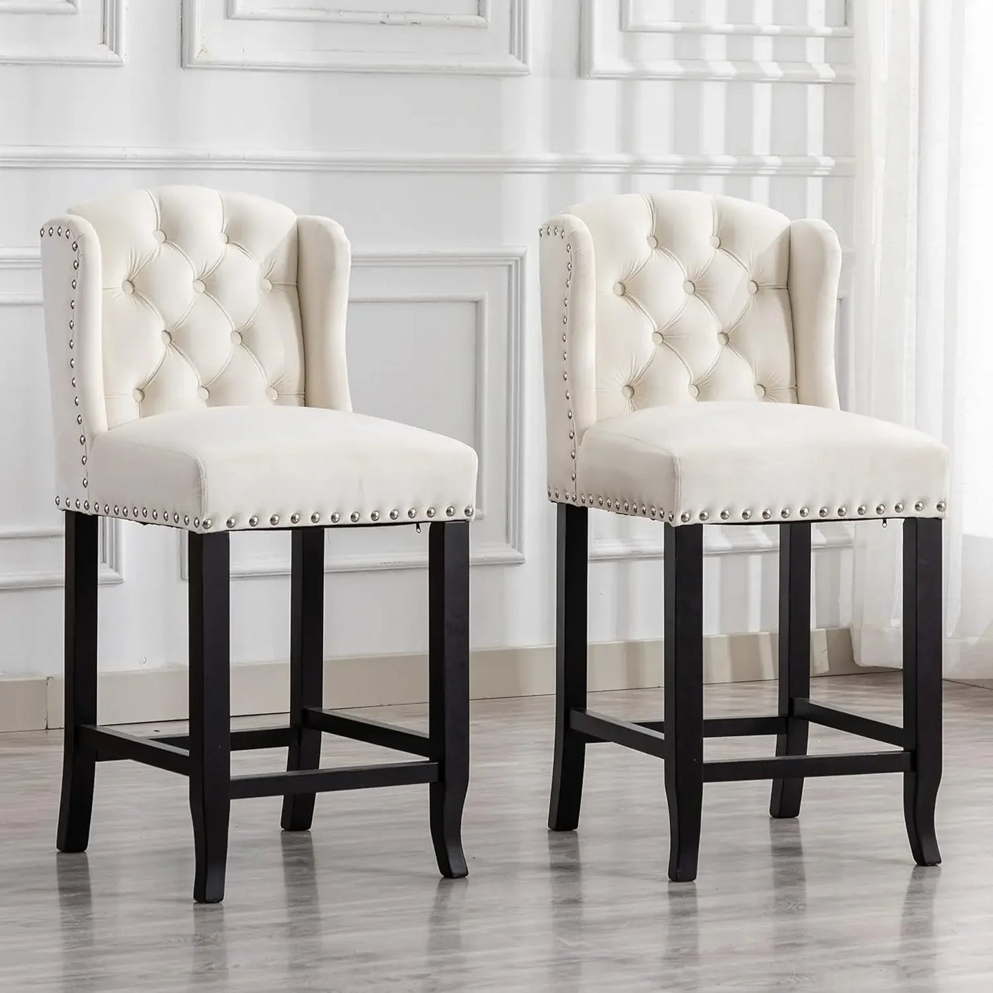 26" Tufted Upholstered Counter Height Bar Stool