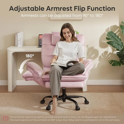Wide, pet-friendly seat of the Velvet Criss Cross Office Chair, a reclining desk chair ideal for cozy moments with pets.