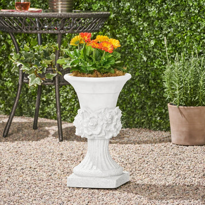 Antique Style White Garden Urn Planter