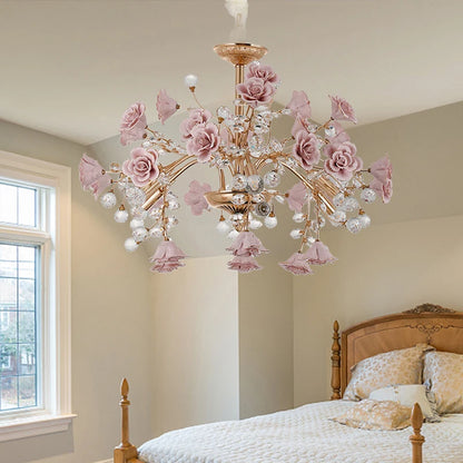 European Court Style LED Crystal Chandelier-Modern Rose Decoration