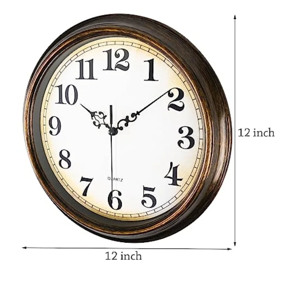Vintage Bronze Wall Clock positioned in a living room, adding a touch of rustic charm.