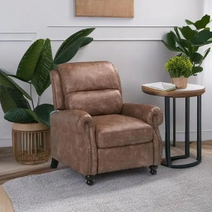 Pushback Recliner Faux Leather Chocolate Armchair